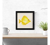 Nacnic Poster cuadrado con dibujos de peces. Lámina Pez felicidad, ilustrada con dibujos de peces y animales del mar. Imagen cuadrada con dibujos del oceano Tamaño 20x20 con marco