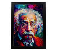 Nacnic Poster de Albert Einstein en estilo Retrato a Todo Color. Ilustraciones y Caricaturas de Personajes Históricos Famosos. Diseño y Decoración de Interiores. A4.