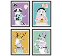 Nacnic Poster de Animales modernos color. Lámina de animales con diseño nordico. Tamaño A4