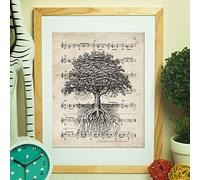 Nacnic Poster de Arbol Corazon sobre partitura. Láminas de imágenes con partituras. Diseño de música para el hogar. Tamaño A4