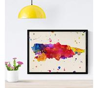 Nacnic Poster de Asturias2. Láminas e ilustraciones de ciudades, comunidades, y mapas de España. Tamaño A4 con marco