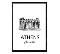 Nacnic Poster de Atenas - Acropolis. Láminas con monumentos de Ciudades. Tamaño A3, con Marco