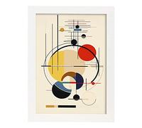Nacnic Póster de BAUHAUS, geométrico y sencillo con opciones de marcos en negro, blanco y marrón claro. Impreso con tinta Xerox en papel de de 250gr. Hecho en España. Marco Blanco A3