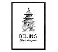 Nacnic Poster de Beijing - Templo del cielo. Láminas con monumentos de ciudades. Tamaño A4, con marco