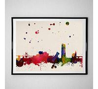 Nacnic Poster de Bilbao. Láminas e ilustraciones de ciudades, comunidades, y mapas de España. Tamaño A4 con marco