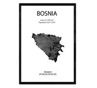 Nacnic Poster de Bosnia. Láminas de Paises y continentes del Mundo. Tamaño A4