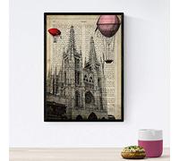 Nacnic Poster de Burgos catedral. Láminas de ciudades españolas con definiciones. Decoración de interiores para españoles. Tamaño A4 con marco