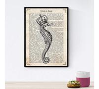 Nacnic Poster de Caballito de mar con corona. Láminas de animales con definiciones. Regalo para los amantes de los animales. Tamaño A4