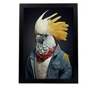 Nacnic Poster de Cacatúa en estilo de Fotografía a Todo Color. Divertidas ilustraciones realistas de animales con ropa humana. Interiorismo y Decoración. A3 Marcos Negros.