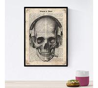 Nacnic Poster de Calavera con cascos. Láminas de calaveras para diseño de interiores. Decoración de hogar. Tamaño A4