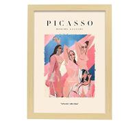 Nacnic Póster de Colección Picasso 42. Ilustraciones en estilo Exhibición de Arte Surrealismo y Cubismo para la decoración de interiores. Tamaño A3, con marco color madera.