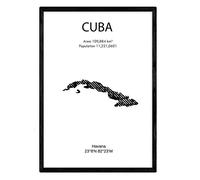 Nacnic Poster de Cuba. Láminas de Paises y continentes del Mundo. Tamaño A4 con Marco