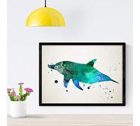 Nacnic Poster de Delfín estilo acuarela. Láminas de animales con estilo acuarela para decoración de interiores. Tamaño A4