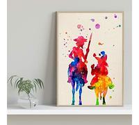 Nacnic Póster de Don Quijote en Estilo Acuarela, A4 (21 x 29,7 cm), Papel de de 250 g, Ideal para Sala de Estar, Sin Marco