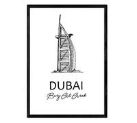 Nacnic Poster de Dubai -Burj Al Arab. Láminas con monumentos de Ciudades. Tamaño A3, con Marco