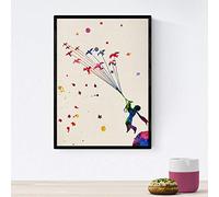 Nacnic Poster de El principito Volando con diseño Acuarela. Mix de láminas con Estilo Acuarela para decoración de Interiores. Tamaño A4 con Marco