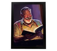 Nacnic Poster de Ernest Hemingway en estilo Retrato a Todo Color. Ilustraciones y Caricaturas de Personajes Históricos Famosos. Diseño y Decoración de Interiores. A3.
