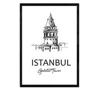 Nacnic Poster de Estambul - Torre galata. Láminas con monumentos de ciudades. Tamaño A3