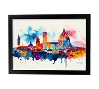 Nacnic Poster de Florencia en Estilo Acuarela. Ilustraciones a Todo Color de Ciudades y Monumentos del Mundo. Diseño Moderno y Decoración de Interiores. Modelo 3, A3 con marco negros