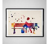 Nacnic Poster de Forrest Gump. Láminas de Cine, películas, y actores. Posters de películas Antiguas con Estilo Acuarela. Tamaño A4 con Marco
