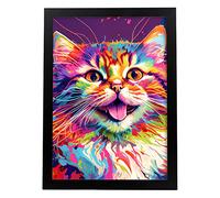 Nacnic Poster de Gato Estilo Retrato. Coloridas Ilustraciones de Animales en Acuarela. Impresiones artísticas para la Decoración y Diseño de Interiores. Modelo 1, A3
