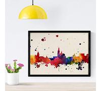 Nacnic Poster de Gijon. Láminas e ilustraciones de ciudades, comunidades, y mapas de España. Tamaño A4 con marco