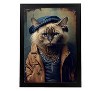 Nacnic Poster de Habana Marrón en estilo de Fotografía a Todo Color. Divertidas ilustraciones realistas de animales con ropa humana. Interiorismo y Decoración. A3 Marcos Negros.