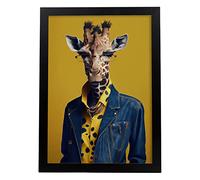 Nacnic Poster de Jirafa en estilo de Fotografía a Todo Color. Divertidas ilustraciones realistas de animales con ropa humana. Interiorismo y Decoración. A3 Marcos Negros.
