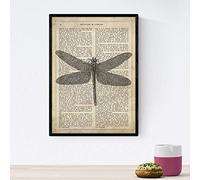 Nacnic Poster de Libelula.Láminas vintage para decoración de interiores. Posters con diseño vintage y definiciones. Tamaño A4 con marco