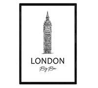 Nacnic Poster de Londres - Big Ben. Láminas con monumentos de ciudades. Tamaño A3