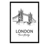 Nacnic Poster de Londres - Tower bridge. Láminas con monumentos de ciudades. Tamaño A3, con marco