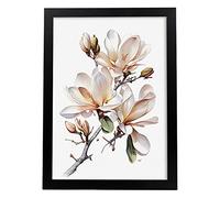 Nacnic Poster de Magnolia Estilo Nórdico. Ilustraciones de Botánica con Flores y Plantas en Acuarela. Diseño Moderno y Decoración de Interiores. Modelo 1, A3