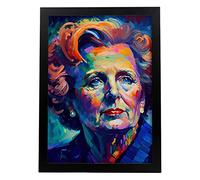 Nacnic Poster de Margaret Thatcher en estilo Retrato a Todo Color. Ilustraciones y Caricaturas de Personajes Históricos Famosos. Diseño y Decoración de Interiores. A3.