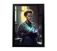 Nacnic Poster de Marie Curie en estilo Retrato a Todo Color. Ilustraciones y Caricaturas de Inventores y Creadores Históricos Famosos. Diseño y Decoración de Interiores. A3.