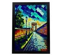 Nacnic Poster de Monumento al Muro de Berlín en estilo Pintura al Óleo. Ilustraciones de monumentos y ciudades en estilo fotográfico a todo color. Diseño y Decoración de Interiores. A4.