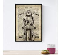 Nacnic Poster de Moto. Láminas de vehículos con definiciones. Ilustraciones vintage de coches, motos, aviones, … Tamaño A4 con marco