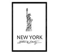 Nacnic Poster de Nueva York - Estatua de la libertad. Láminas con monumentos de ciudades. Tamaño A3, con marco