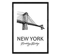 Nacnic Poster de Nueva York - Puente de Brooklyn. Láminas con monumentos de ciudades. Tamaño A3