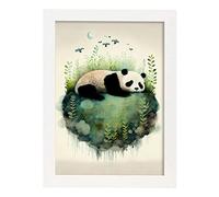 Nacnic Poster de Panda en Estilo Precisionismo. Ilustraciones Infantiles a Todo Color de Animalitos Durmiendo. Interiorismo y Decoración. A3 Marcos Blancos.