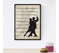 Nacnic Poster de Pareja bailando tango. Láminas de imágenes con partituras. Diseño de música para el hogar. Tamaño A4 con marco