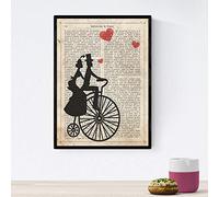 Nacnic Poster de Pareja en bici. Láminas de bicicletas definiciones. Decoración de ciclismo para deportistas y ciclistas. Tamaño A4