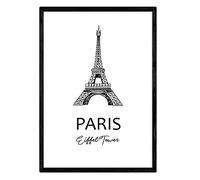 Nacnic Poster de Paris - Torre Eiffel. Láminas con monumentos de ciudades. Tamaño A4