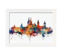 Nacnic Poster de Praga en Estilo Acuarela. Ilustraciones a Todo Color de Ciudades y Monumentos del Mundo. Diseño Moderno y Decoración de Interiores. Modelo 4, A4 con marco blancos
