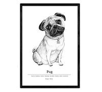 Nacnic Poster de Pug. Lámina decorativa de perros. Tamaño A4