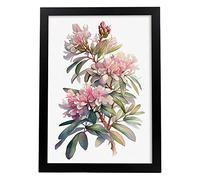 Nacnic Poster de Rododendro Estilo Nórdico. Ilustraciones de Botánica con Flores y Plantas en Acuarela. Diseño Moderno y Decoración de Interiores. Modelo 1, A4