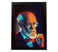 Nacnic Poster de Sigmund Freud en estilo Retrato a Todo Color. Ilustraciones y Caricaturas de Inventores y Creadores Históricos Famosos. Diseño y Decoración de Interiores. A4.