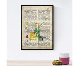 Nacnic Poster del principito para niños pequeños. Lámina de Principito con libro con definiciones. Posters de cuentos e ilustraciones para niños. Tamaño A4 con marco