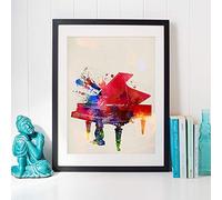 Nacnic Poster di pianoforte con motivo acquerello Mix di fogli in stile acquerello per decorazione d'interni formato A4 con cornice