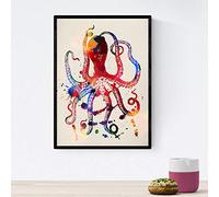 Nacnic Poster di polipo con motivo acquerello, mix di fogli con stile acquerello per decorazione d'interni, formato A4 con cornice