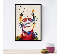 Nacnic Poster Frankenstein con motivo acquerello. Mix di pellicole in stile acquerello per la decorazione di interni. Formato A4 con cornice